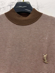 YSL 26S SHORT-SLEEVE MOCK NECK KNIT TOP 488
