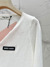 MIUMIU 26S V-NECK BUTTONED LONG-SLEEVE KNIT TOP 1431