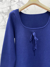 MIUMIU 26S SQUARE-NECK KNIT MINI DRESS 1407