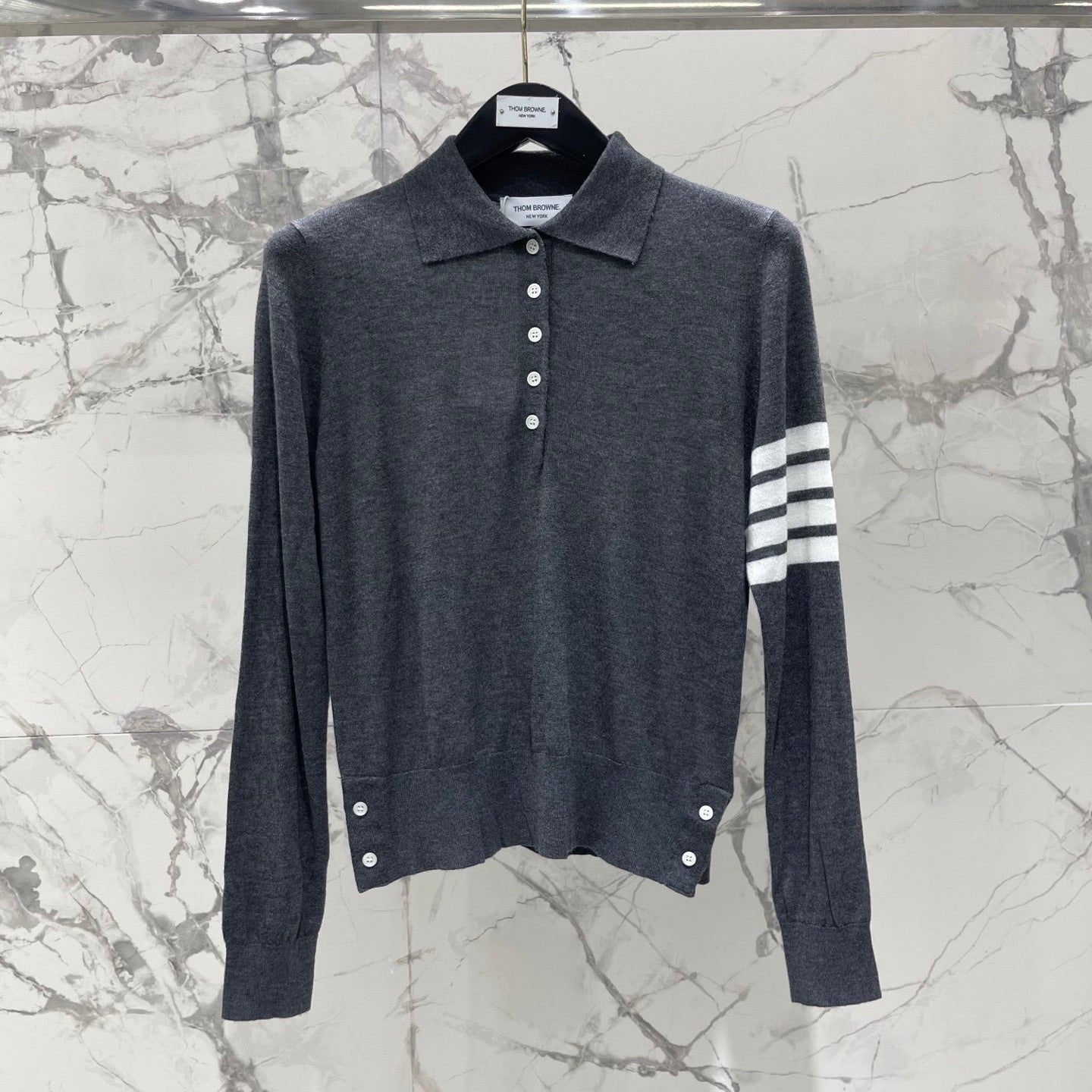 THOM 26S KNIT LONG-SLEEVE POLO 312