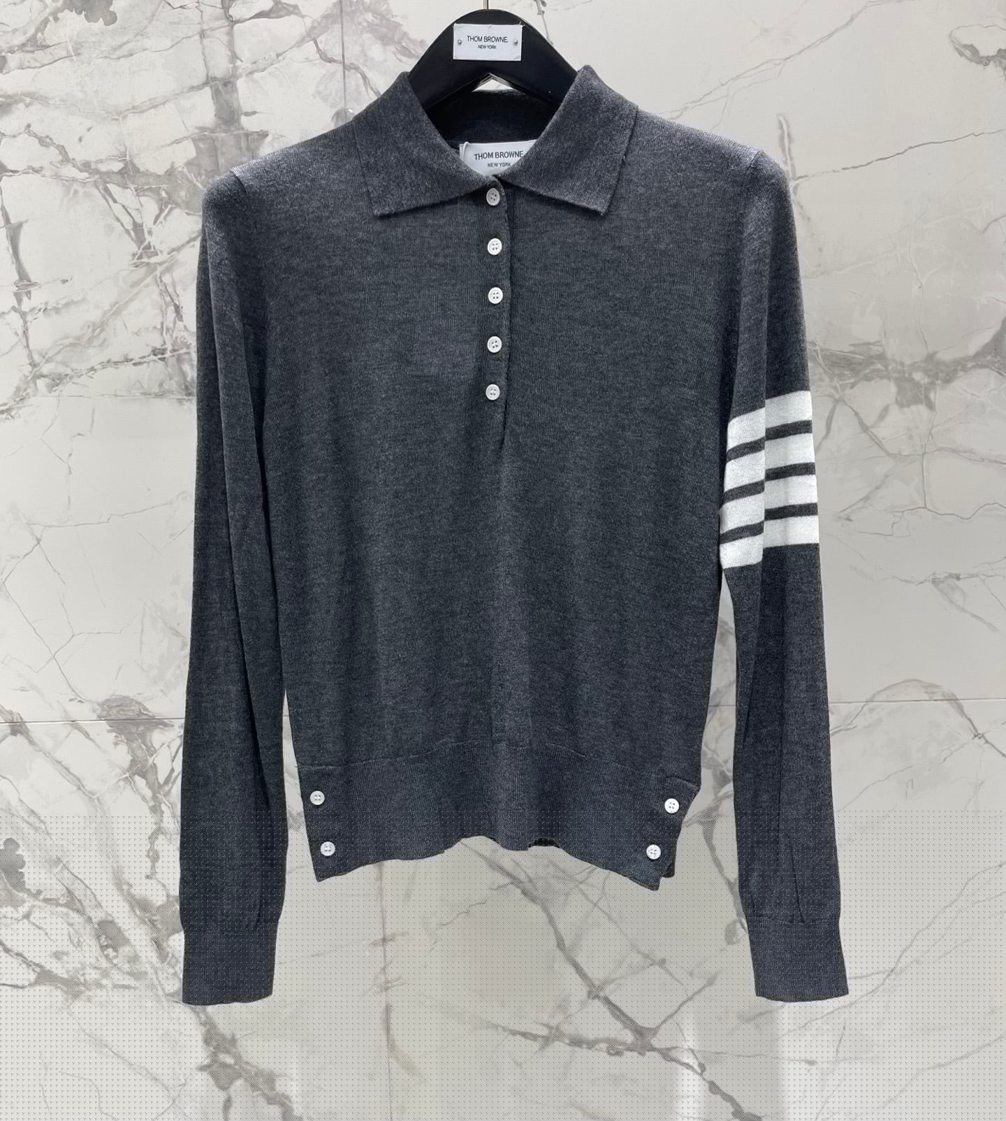 THOM 26S KNIT LONG-SLEEVE POLO 312