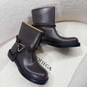 BOTTEGA VENETA 26S ANKLE BOOTS IN DARK BROWN CALFSKIN WITH ROPE DETAIL