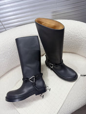 BOTTEGA VENETA 26S TALL BOOTS IN BLACK CALFSKIN WITH ROPE DETAIL