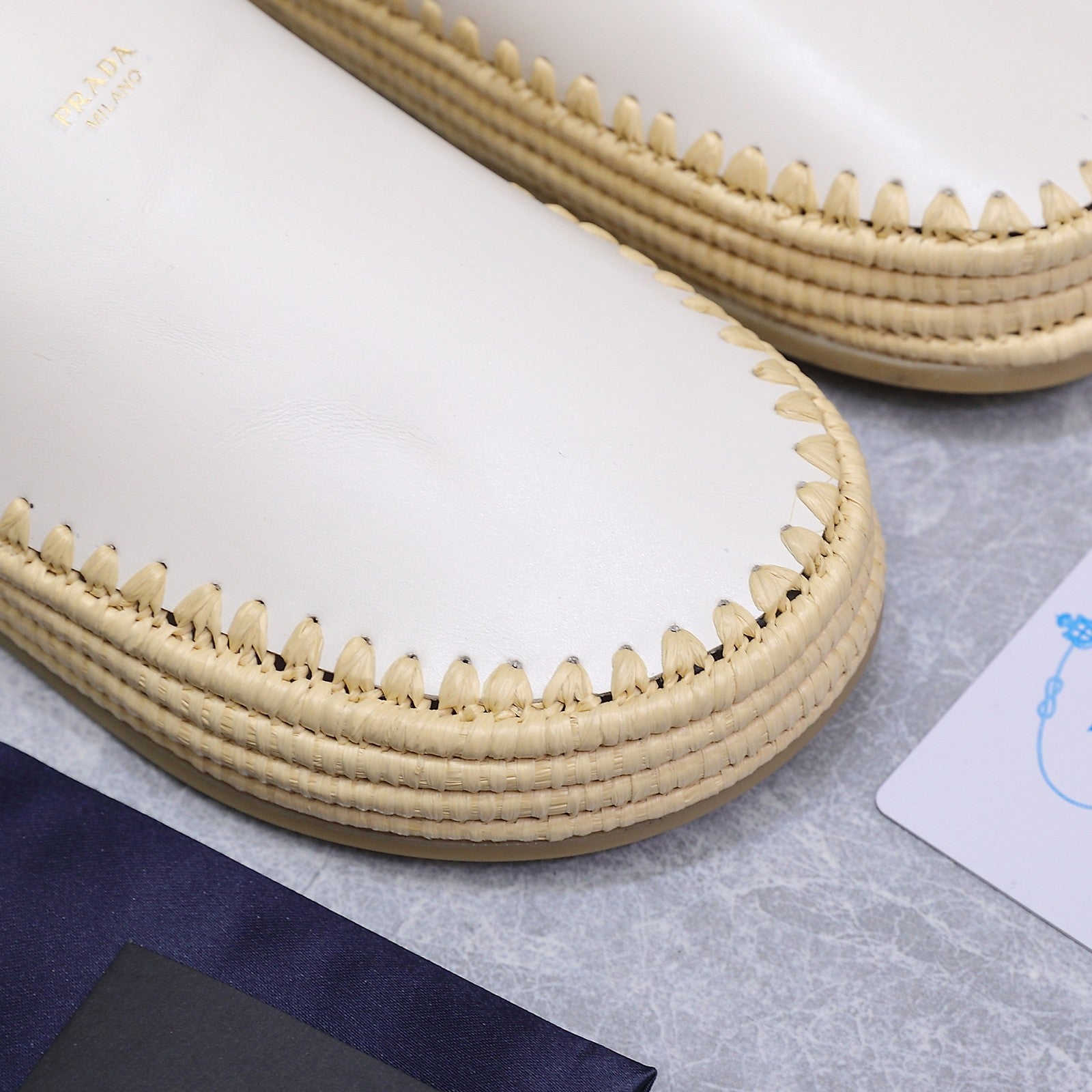 PRADA 26S MULES ESPADRILLES IN WHITE CALFSKIN