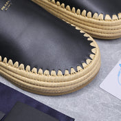 PRADA 26S MULES ESPADRILLES IN BLACK CALFSKIN