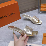 LV 26S 6AM MULE 55MM IN GOLD CALFSKIN EMBOSSED MONOGRAM LOGO