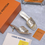 LV 26S 6AM MULE 55MM IN GOLD CALFSKIN EMBOSSED MONOGRAM LOGO