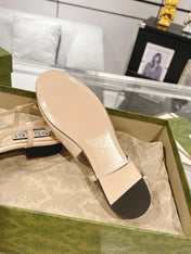 METALIC SLINGBACK FLATS IN TAN BEIGE CALFSKIN