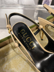 GG SLINGBACK HIGH HEEL PUMP CREAM CALFSKIN