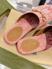 GG & ADIDAS MULE HORSEBIT BUCKLE LIGHT PINK CANVAS