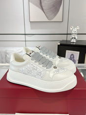 GG SCREENER SNEAKER WITH CRYSTALS IN IVORY BEIGE MIX RHINO GRAY CALFSKIN