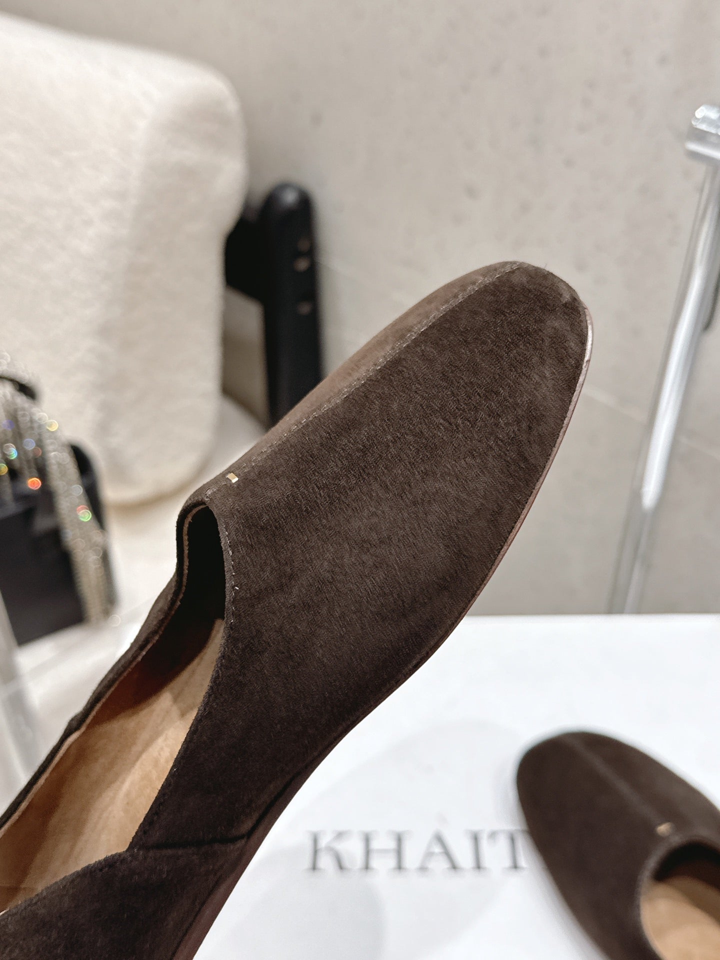 CELINE 26S FLAT SHOES IN DARK BROWN SUEDE