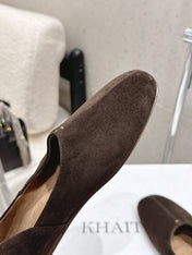 CELINE 26S FLAT SHOES IN DARK BROWN SUEDE