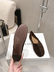 CELINE 26S FLAT SHOES IN DARK BROWN SUEDE