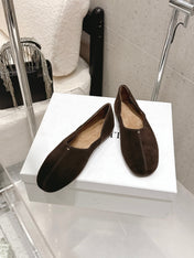 CELINE 26S FLAT SHOES IN DARK BROWN SUEDE