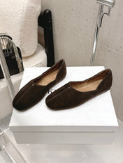 CELINE 26S FLAT SHOES IN DARK BROWN SUEDE