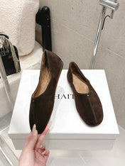 CELINE 26S FLAT SHOES IN DARK BROWN SUEDE