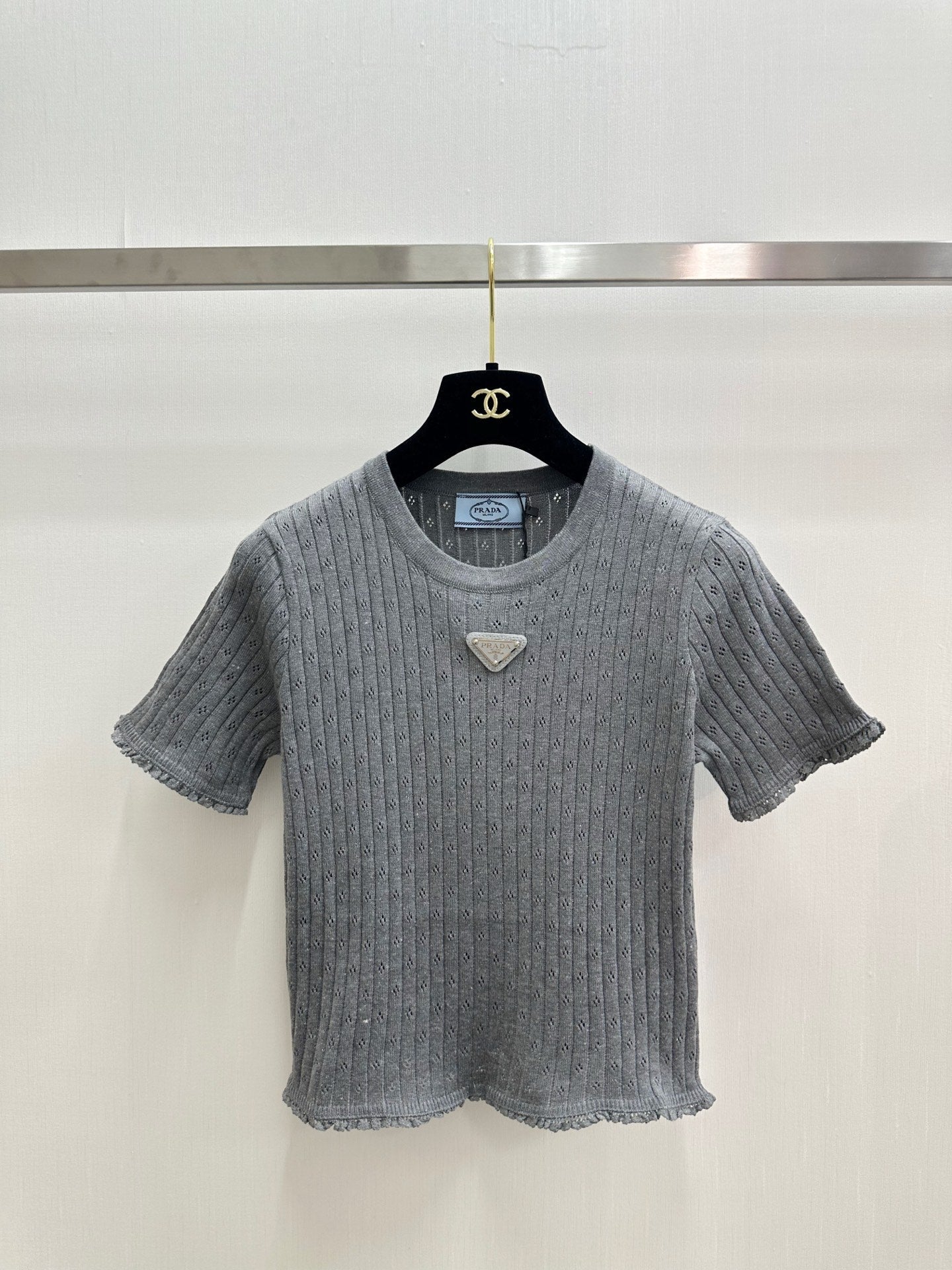 PRADA 26S SHORT-SLEEVE KNIT TOP 1019