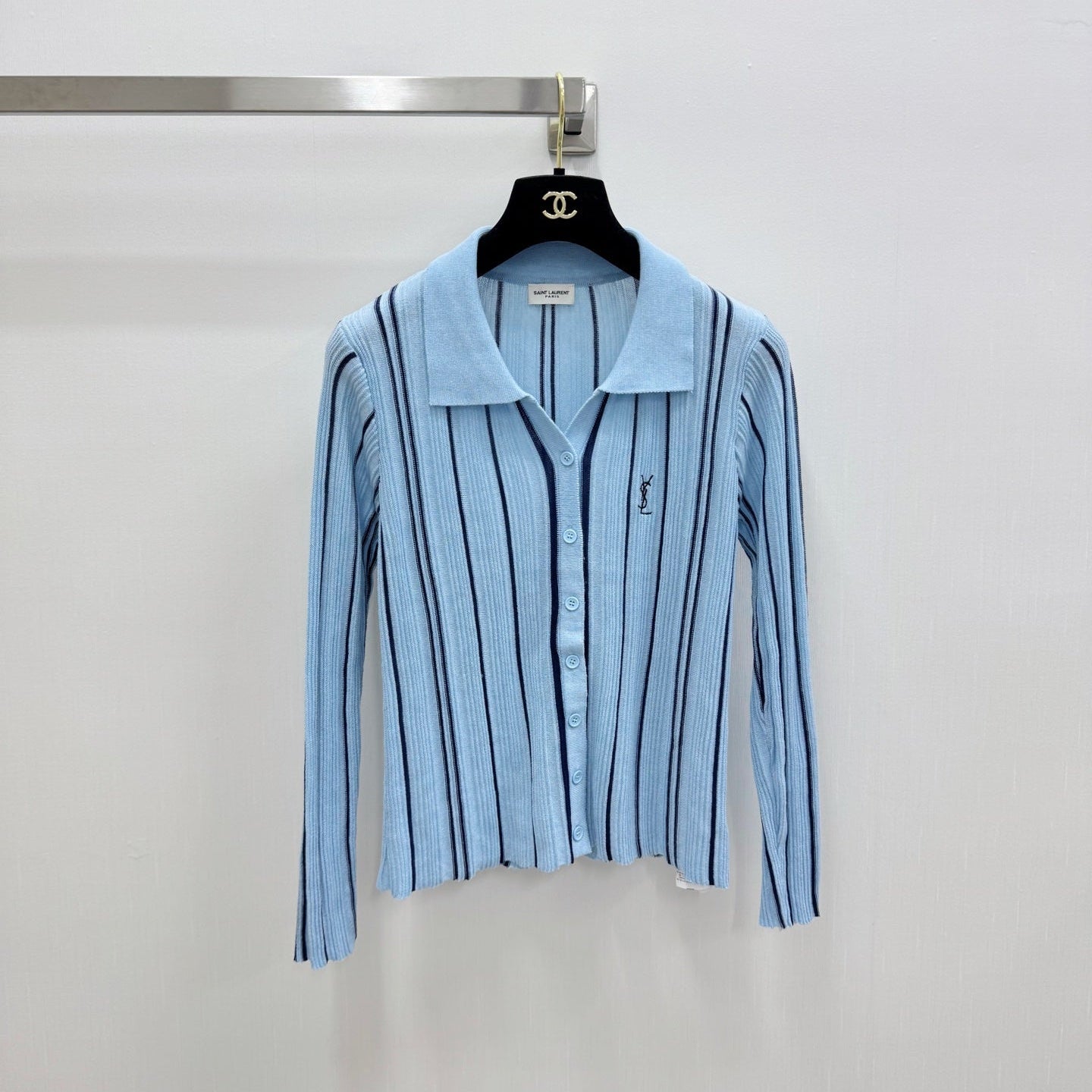 YSL 26S LONG-SLEEVE KNIT POLO SHIRT 484