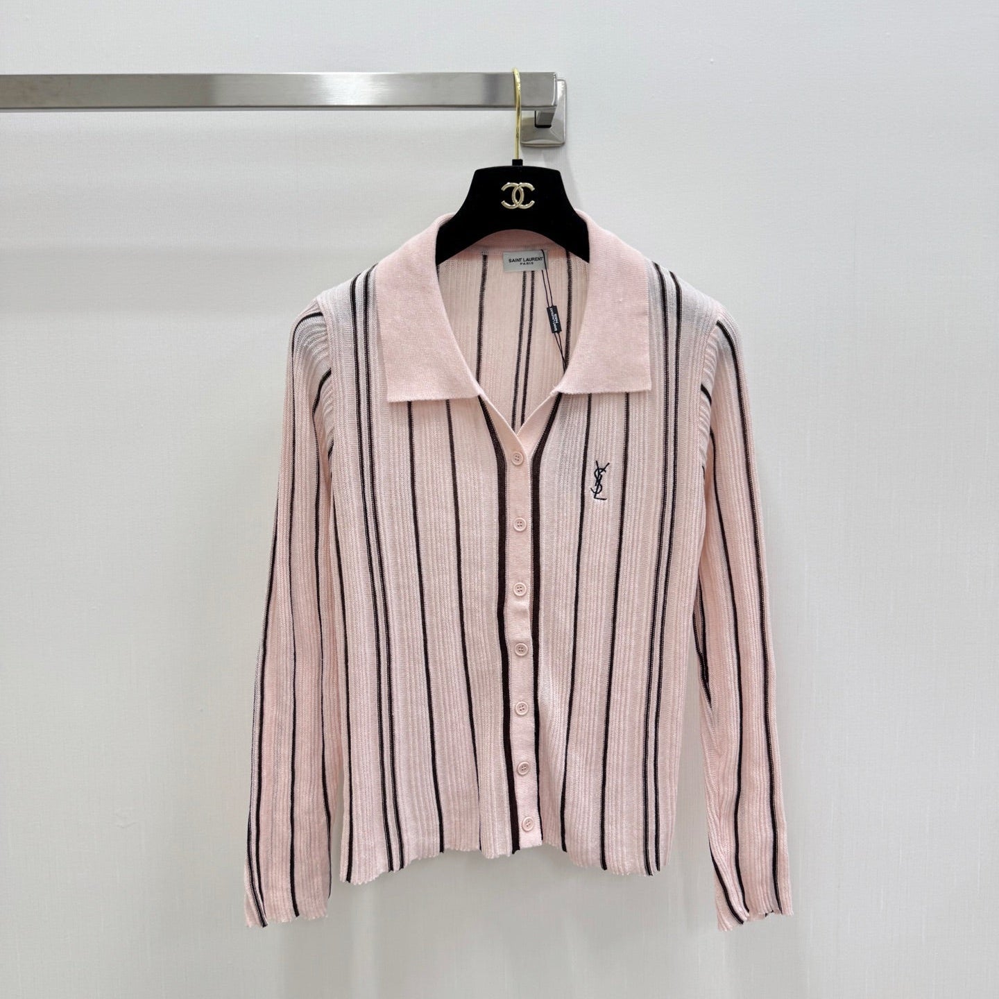 YSL 26S LONG-SLEEVE KNIT POLO SHIRT 485