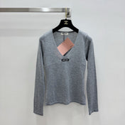 MIUMIU 26S V-NECK LONG-SLEEVE KNIT TOP 1297