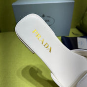 PRADA 25S SLIDES IN WHITE CALFSKIN