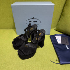 PRADA 25S HIGH-HEEL SANDALS 140 MM IN BLACK SUEDE STYLE 4