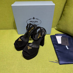 PRADA 25S HIGH-HEEL SANDALS 140 MM IN BLACK SUEDE STYLE 1