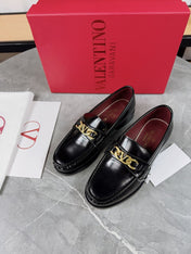 VALENTINO 26S LOAFERS IN BLACK CALFSKIN WITH GOLD HARDWARE
