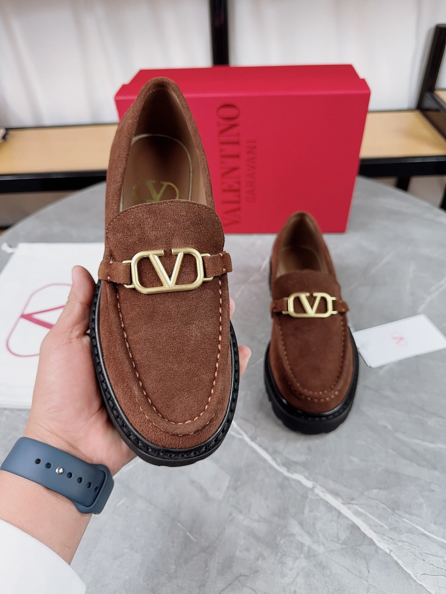 VALENTINO 26S LOAFERS IN BROWN SUEDE