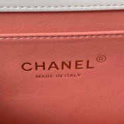 CHANEL 25S MINI FLAP BAG 22 IN WHITE CALFSKIN GOLD HARDWARE