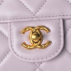 CHANEL 25S FLAP BAG 18 CM IN LIGHT PURPLE LAMBSKIN WITH TOP HANDLE
