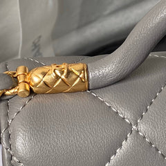 CHANEL 25S FLAP BAG 18 CM IN DARK GREY LAMBSKIN WITH TOP HANDLE