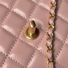 CHANEL 25S CLASSIC COCO HANDLE BAG 19 CM IN LIGHT PINK LAMBSKIN WITH GOLD HARDWARE