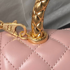 CHANEL 25S CLASSIC COCO HANDLE BAG 19 CM IN LIGHT PINK LAMBSKIN WITH GOLD HARDWARE