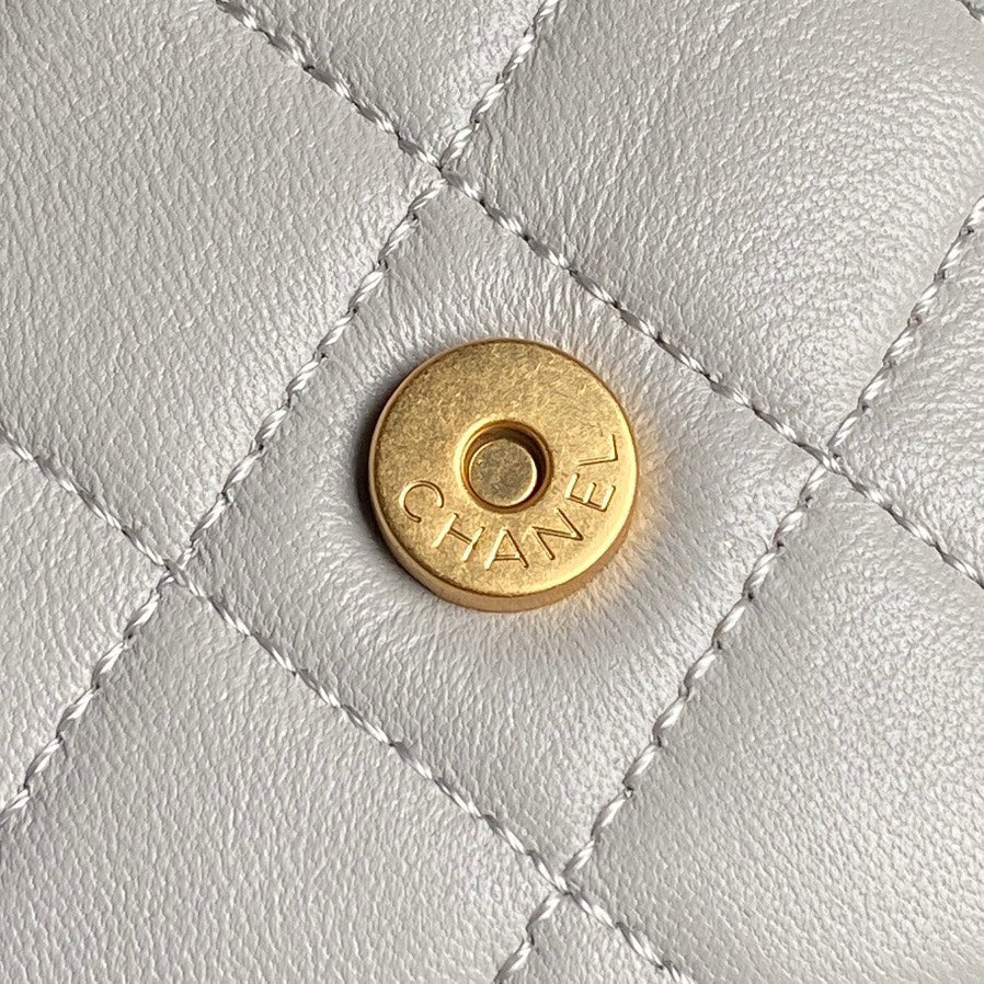 CRUISE DRAWSTRING BACKPACK 24 IN GREY LAMBSKIN GOLD-TONE METALLIC