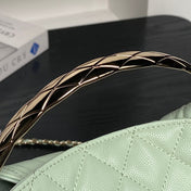 CHANEL 25S COCO CRUSH HANDLE BAG 19 IN LIGHT GREEN CAVIAR LEATHER