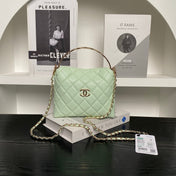 CHANEL 25S COCO CRUSH HANDLE BAG 19 IN LIGHT GREEN CAVIAR LEATHER