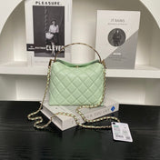 CHANEL 25S COCO CRUSH HANDLE BAG 19 IN LIGHT GREEN CAVIAR LEATHER