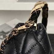 CHANEL 25S COCO CRUSH HANDLE BAG 19 IN BLACK CAVIAR LEATHER