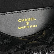 CHANEL 25S COCO CRUSH HANDLE BAG 19 IN BLACK CAVIAR LEATHER