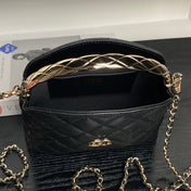 CHANEL 25S COCO CRUSH HANDLE BAG 19 IN BLACK CAVIAR LEATHER