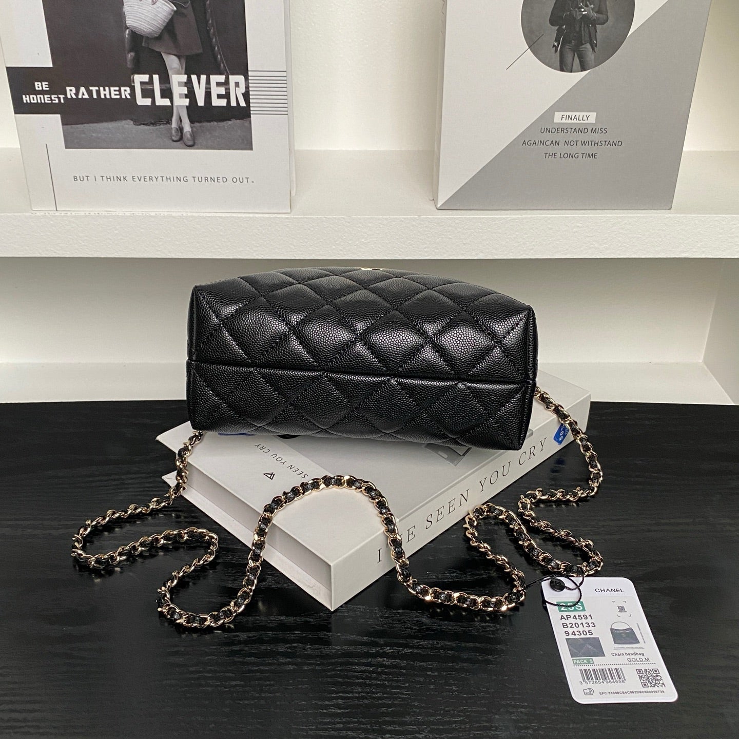 CHANEL 25S COCO CRUSH HANDLE BAG 19 IN BLACK CAVIAR LEATHER