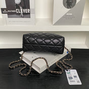 CHANEL 25S COCO CRUSH HANDLE BAG 19 IN BLACK CAVIAR LEATHER