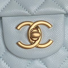 CHANEL 25S FLAP BAG 19 IN LIGHT BLUE CALFSKIN GOLD HARDWARE