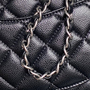 CHANEL 25S FLAP BAG 19 IN BLACK CALFSKIN SILVER HARDWARE