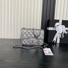 CHANEL 25S MINI FLAP BAG 18 IN DARK GRAY CALFSKIN
