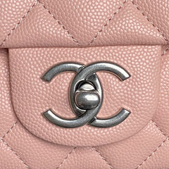CHANEL 25S FLAP BAG 19 IN LIGHT PINK CALFSKIN SILVER HARDWARE
