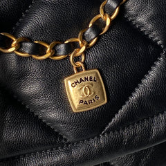 CHANEL 25S FLAP BAG 45 IN BLACK LAMBSKIN WITH GOLD HARDWARE