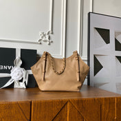 CHANEL 25S TOTE BAG 28 IN LIGHT BROWN CALFSKIN WITH GOLD HARDWARE